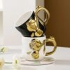 Elegant Porcelain Floral Mug with Golden Handle