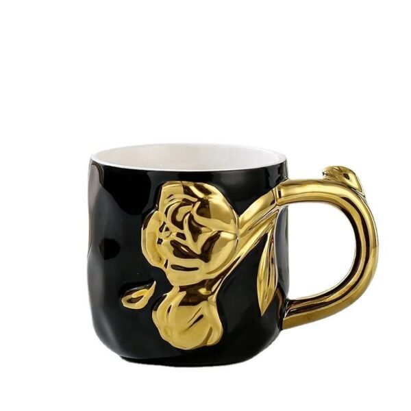 Elegant Porcelain Floral Mug with Golden Handle