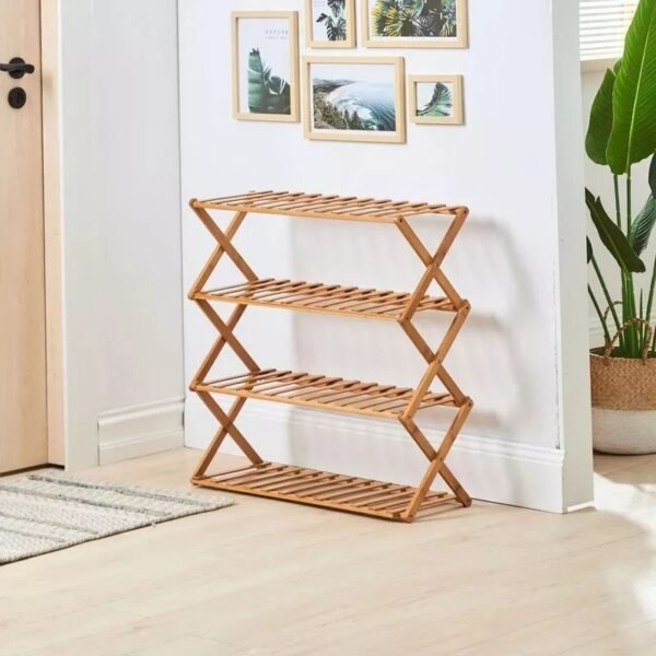 Foldable Bamboo Shoe Rack